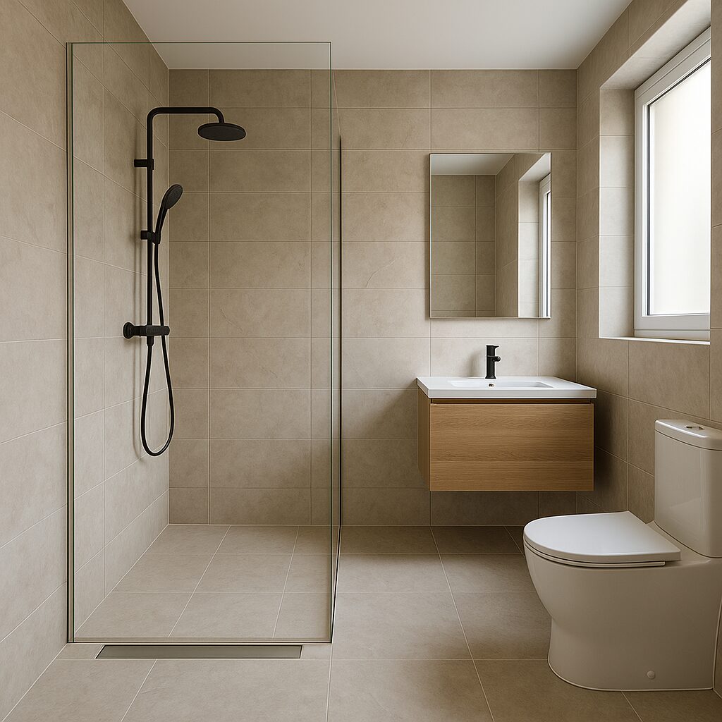 Sprchový kút 120×80: walk-in efekt aj v byte – ako riešiť odtok, spád a vstup bez špliechania